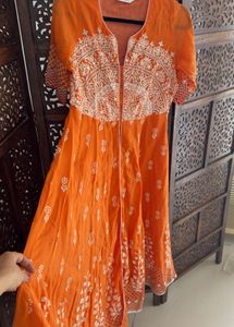 Like New Biba HandBlock Mirror Work Anarkali Kurta