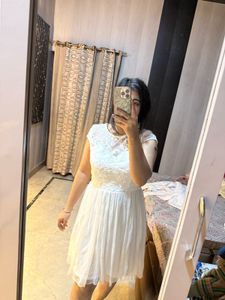 White Lace Fit &amp; Flare Dress❤️