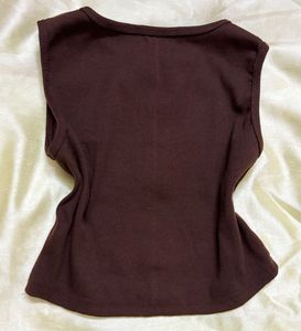 Basic Ribbed Tank Top - Brown