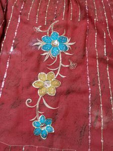 Elegant Peach Saree with Sequins