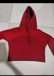 Red Cropped Hoodie