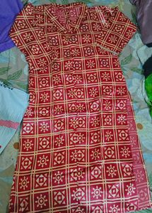 Red Gazi Silk Kurta Set
