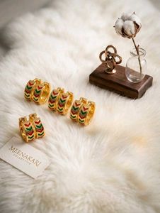 4 pis COMBO Golden Earrings with minakari