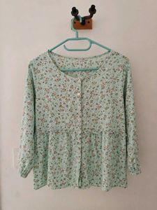 🌸 Fame Forever Floral Peplum Top | Pastel Mint |