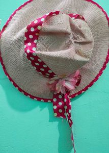 Chic Pink Polka Dot Sun Hat