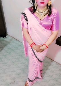 Stunning Pink Ruffled Saree reddy to wear