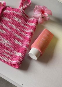 Crocheted Pink &amp; White Striped Tank Top
