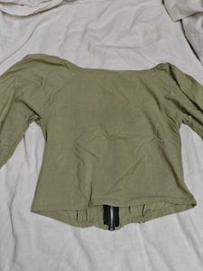 Green Corset Top with Zipper Detail