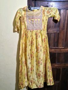 Yellow Embroidered Ethnic Gown