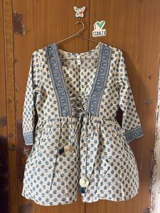 Boho Blue & Beige Print Kurta
