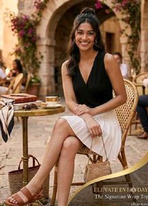 Black Sleeveless Wrap Top