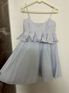 Blue Striped Summer Mini Dress