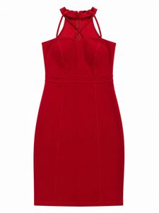 Red Halter Neck Bodycon Dress