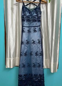 Elegant Blue Embellished Dress