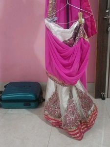 Beautiful Pink &amp; White Lehenga Choli