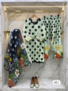 Polka Dot Kurta Set with Dupatta
