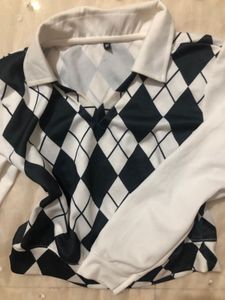Argyle Print Collared Top