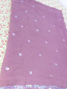Lavender Georgette Sequin Work Party Wear Saree