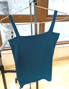 Elegant Blue Knit Tank Top