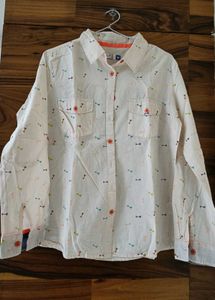 Cute Bow Print Button-Up Shirt