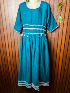 Teal Ethnic Kurta with White Lace