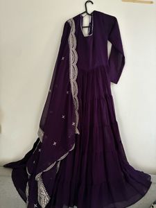 Elegant Purple Anarkali Gown