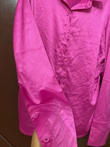 Hot Pink Satin Button-Up