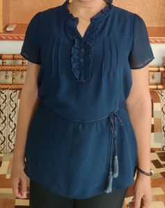 Navi Blue Chiffon Top