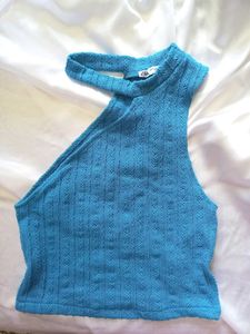 Original Zara Blue Halter Neck Top