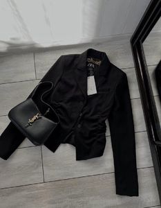 Zara gathered blazer with slit arm.
