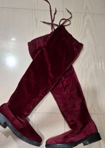 Burgundy Thigh High Boots