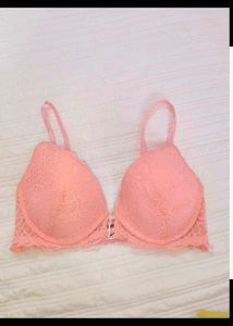 Lace Trimmed Pink Bra