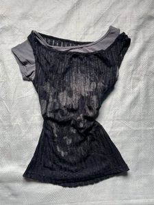Unique Black Sheer Graphic Top