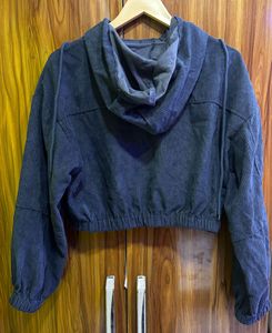Corduroy Cropped Hooded Jacket