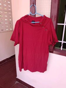 Red Asymmetrical t.shirt