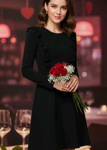 (H&M) Chic Black Ruffle Mini Dress