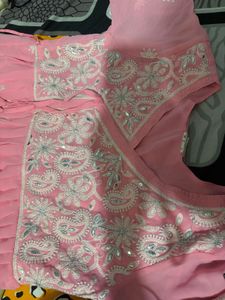 Pink Embroidered Angrakha Style Kurta