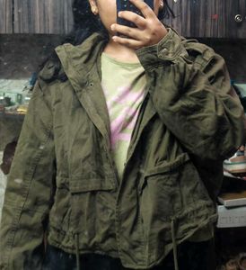 Olive Green vintage Hooded Jacket