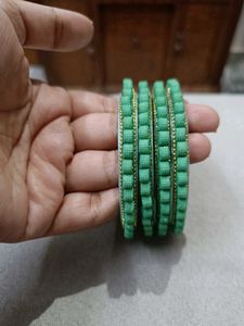 Elegant Green Beaded Bangles Set