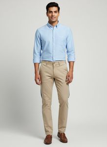 Louis Philippe Men's Beige Chinos