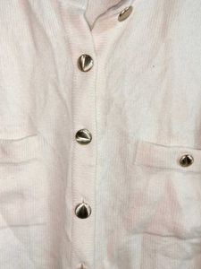 Classic White Button-Up Cardigan Cropped