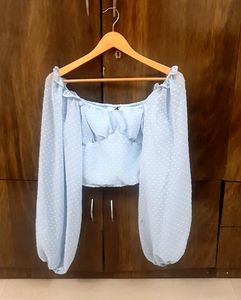 Unused M SIZE 34 Bust Sky-blue Crop Top
