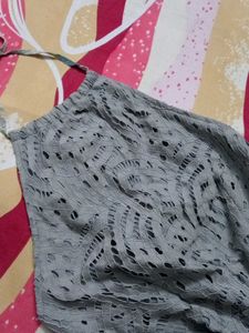 👀Grey Lace Halter Neck Dress👀