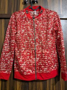 Red Floral Bomber Jacket