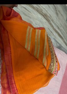 Orange &amp; Pink Designer Party Wear Saree