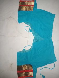 Blue Embroidered Saree with  Border
