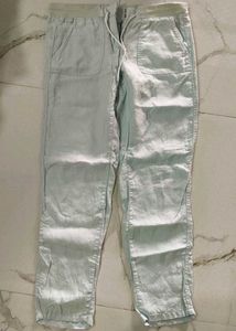 Light Blue Casual Linen Blend Pants
