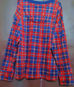 Red &amp; Blue Stylish Plaid Long Sleeve T-shirt for 4