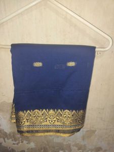 Elegant Blue Saree with Gold Border