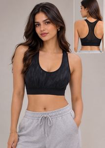 Decathlon Black Textured Sports Bra